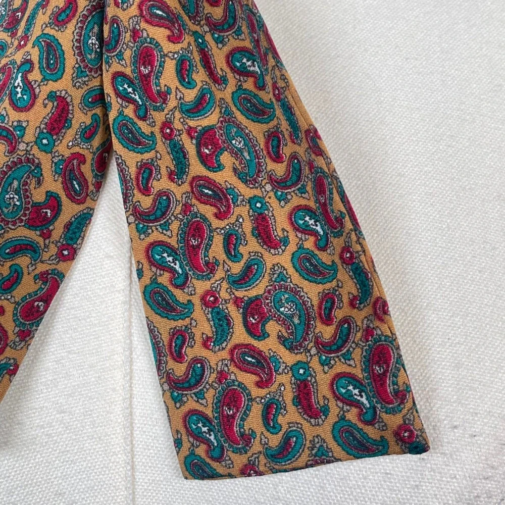 Vintage Paisley Necktie Skinny Scarf Hair Purse Women Brown Boho 70s Retro‎